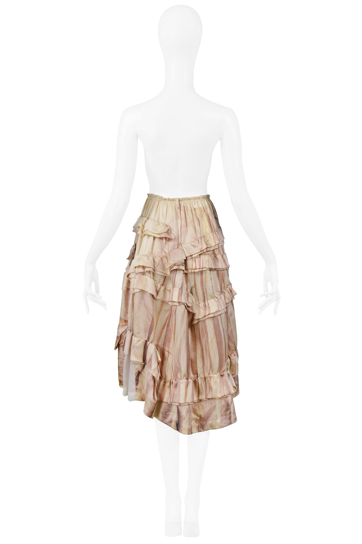 Beige Vintage Comme des Garcons Broken Bride Ivory Tiered Skirt 2005