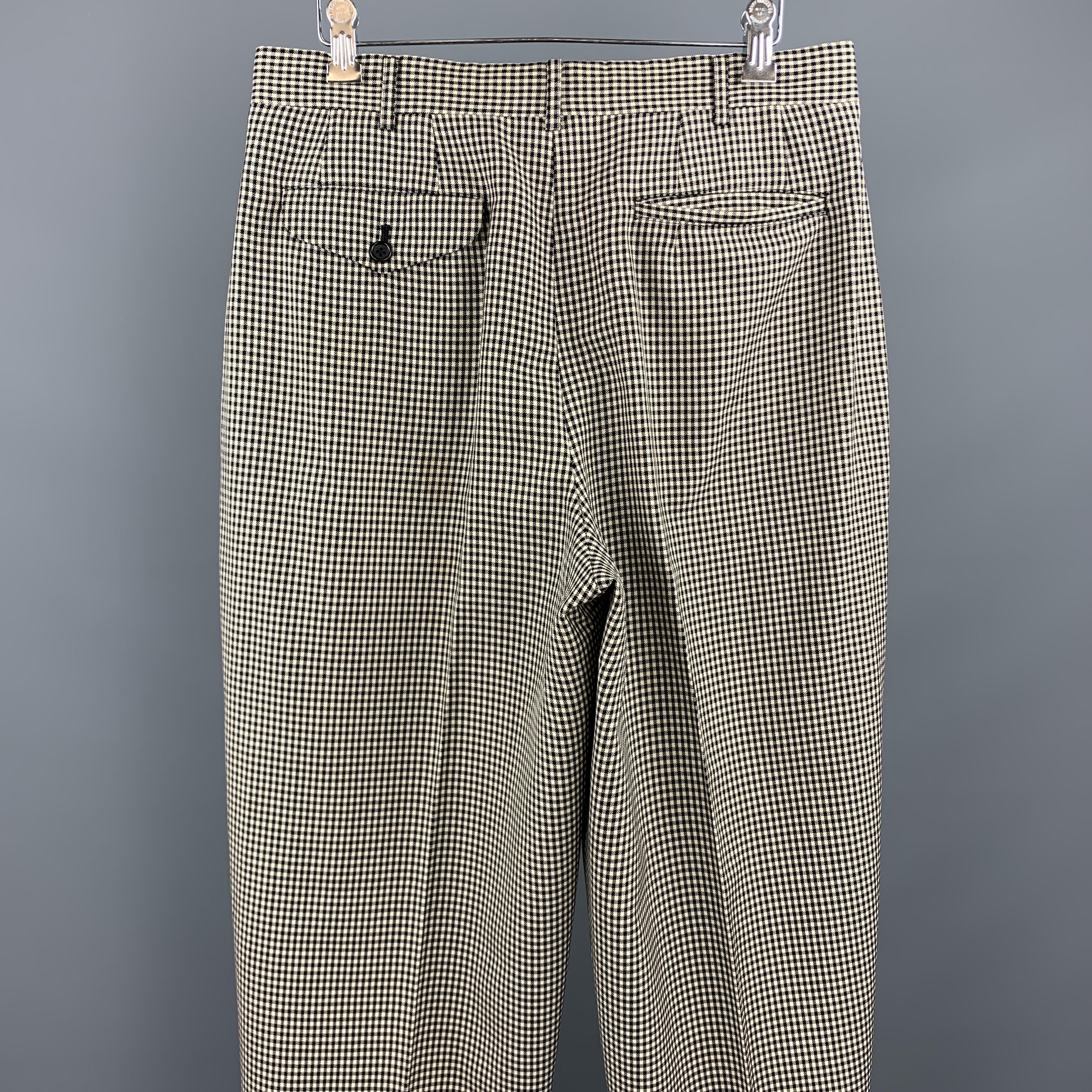 Men's Vintage COMME des GARCONS HOMME PLUS Size S Black & White Nailhead Casual Pants