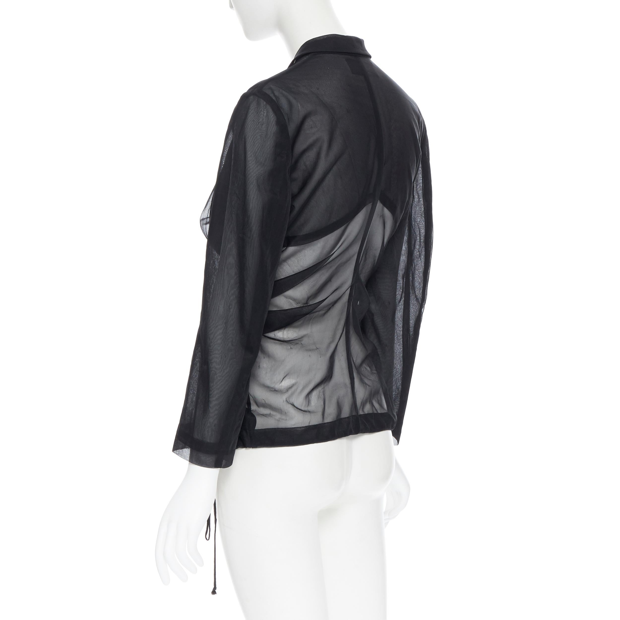 Black vintage COMME DES GARCONS Runway black sheer bundle drawstring blazer jacket S