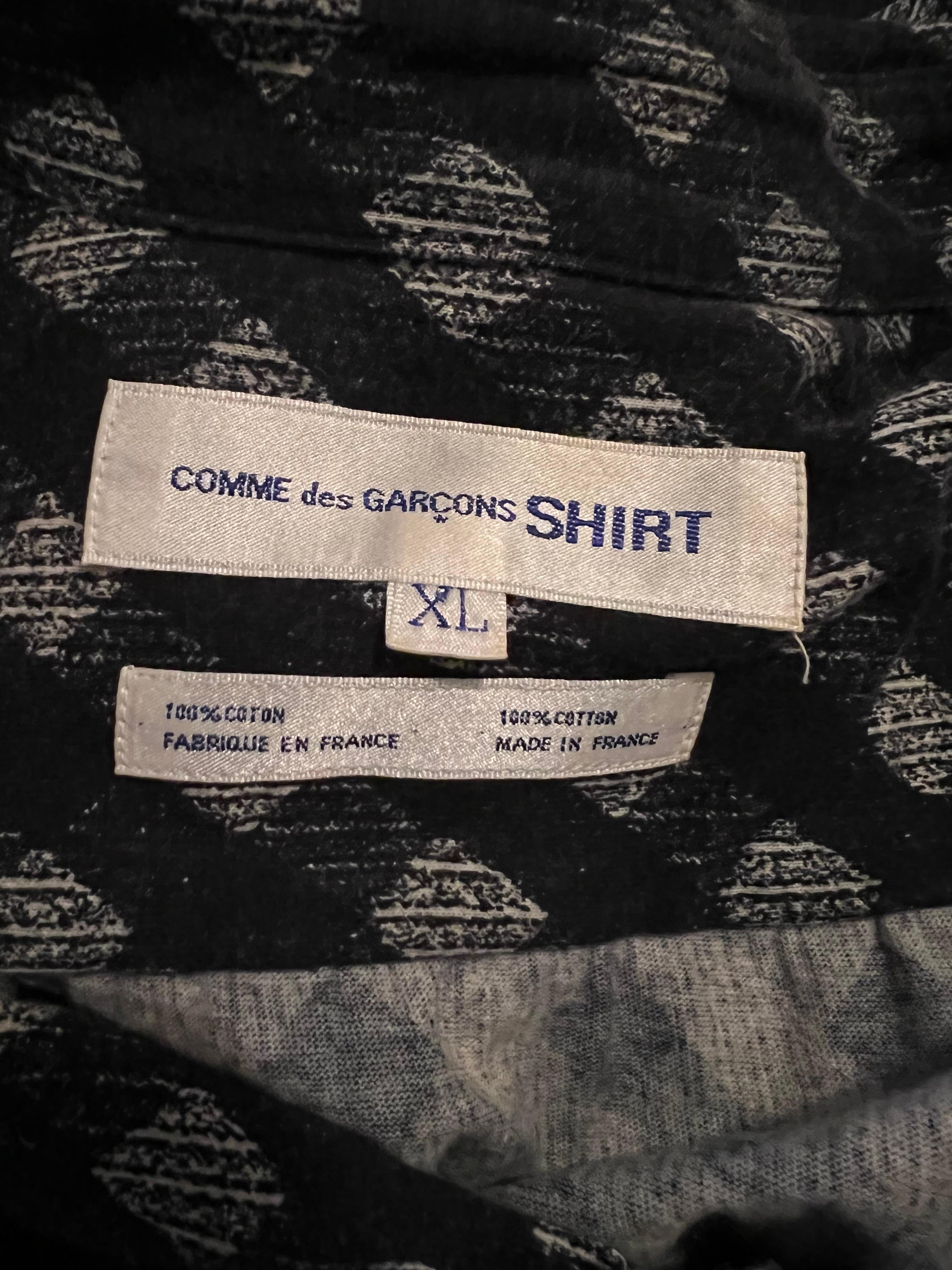 Vintage Comme des Garcons Shirt Black and White Cotton Shirt Top, Size XL For Sale 4