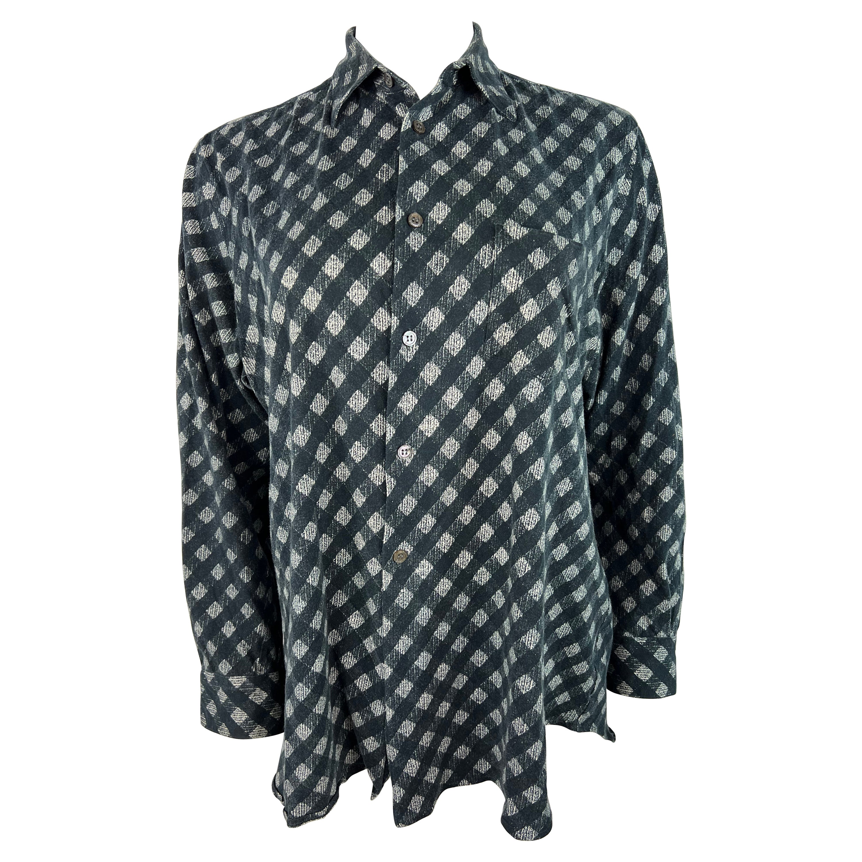 Camisa Vintage Comme des Garcons Top de algodón blanco y negro, talla XL