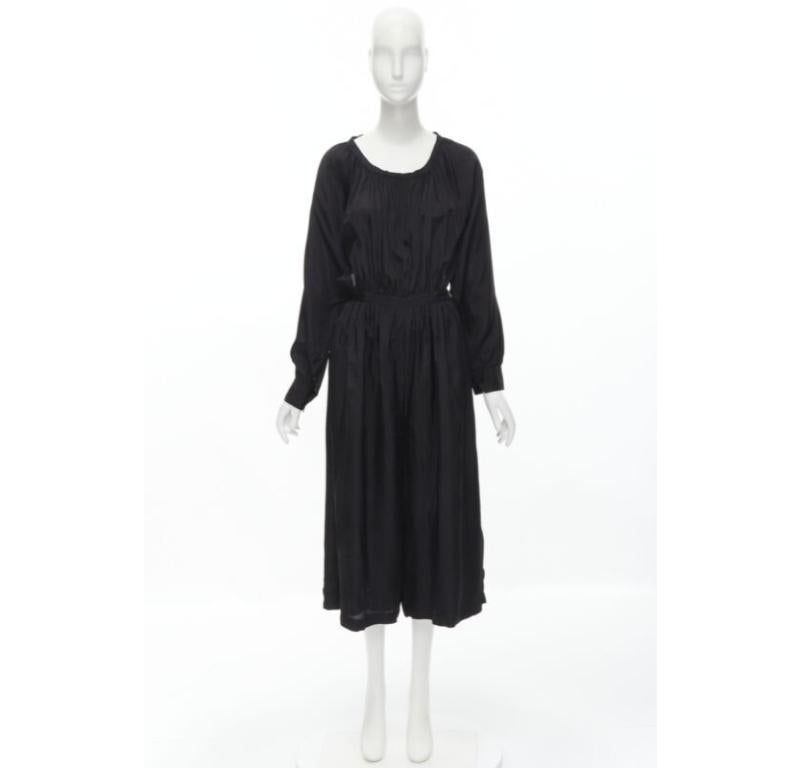 Vintage COMME DES GARCONS TRICOT 1989 noir rayonne dos ouvert combinaison à jambes larges M en vente 7