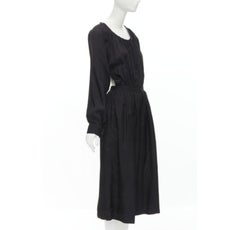 vintage COMME DES GARCONS TRICOT 1989 black rayon open back wide leg jumpsuit M