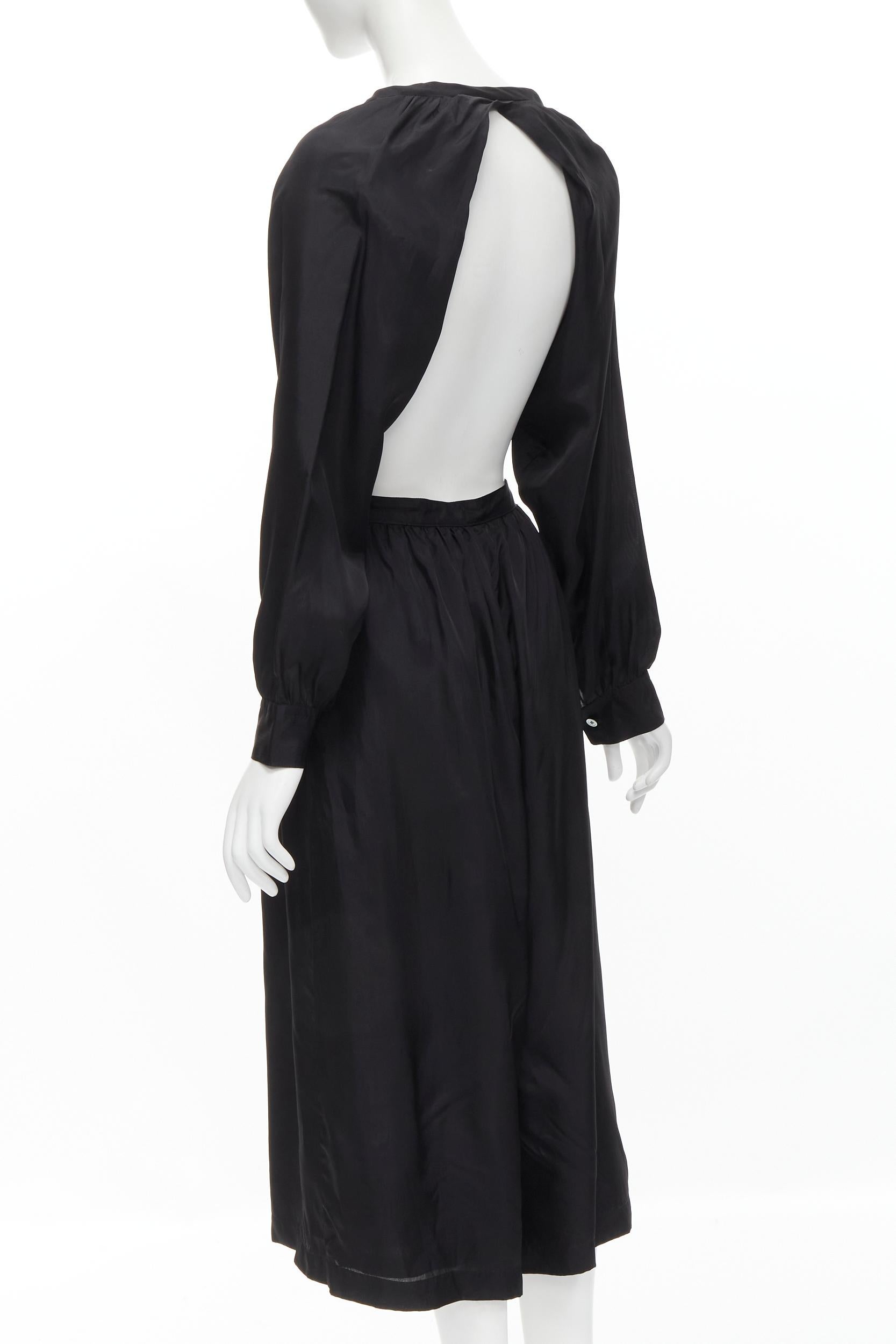 vintage COMME DES GARCONS TRICOT 1989 black rayon open back wide leg jumpsuit M In Excellent Condition For Sale In Hong Kong, NT