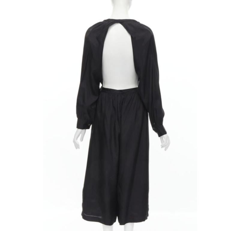 Vintage COMME DES GARCONS TRICOT 1989 noir rayonne dos ouvert combinaison à jambes larges M Pour femmes en vente