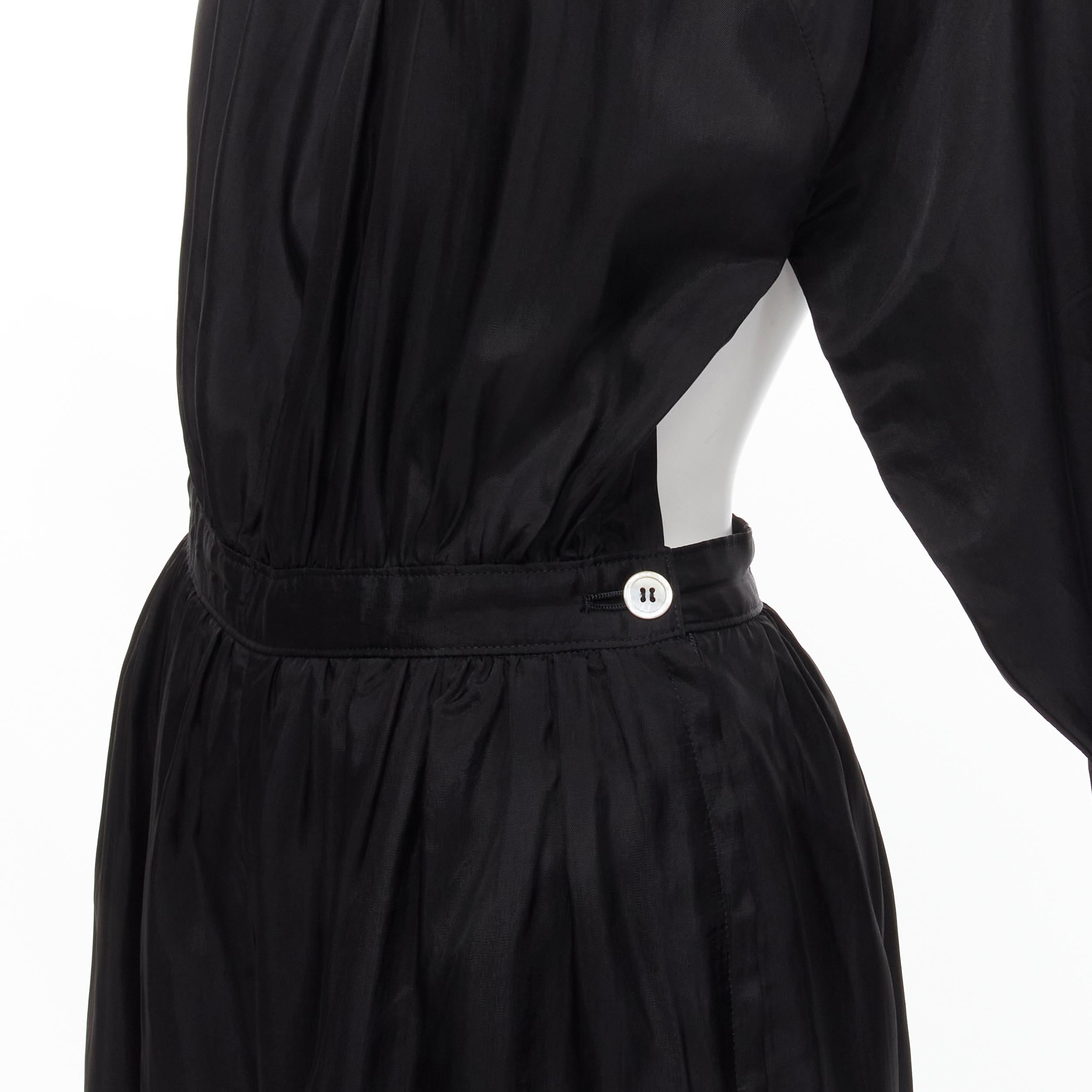 vintage COMME DES GARCONS TRICOT 1989 black rayon open back wide leg jumpsuit M For Sale 1