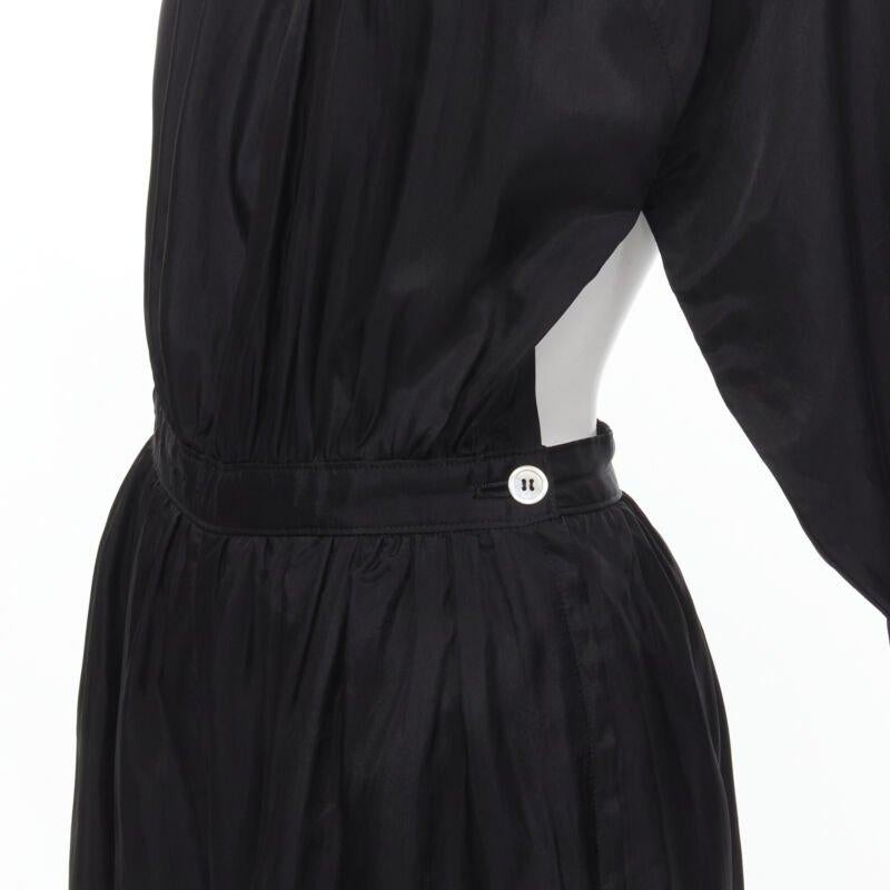 Vintage COMME DES GARCONS TRICOT 1989 noir rayonne dos ouvert combinaison à jambes larges M en vente 3