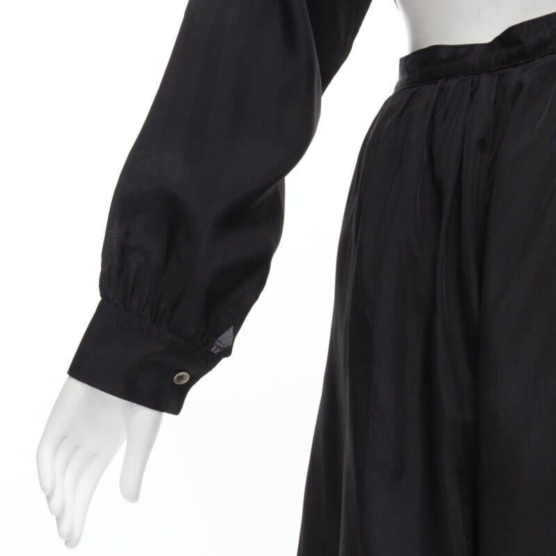 Vintage COMME DES GARCONS TRICOT 1989 noir rayonne dos ouvert combinaison à jambes larges M en vente 4