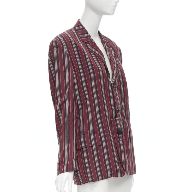 Black vintage COMME DS GARCONS 1991 green stripe deconstructed blazer jacket M For Sale