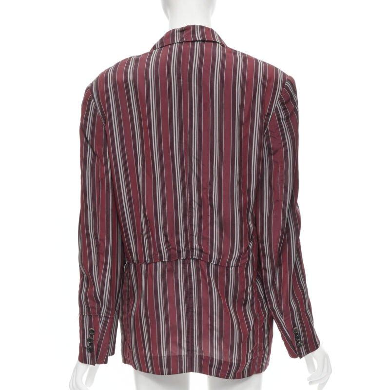 Women's vintage COMME DS GARCONS 1991 green stripe deconstructed blazer jacket M For Sale