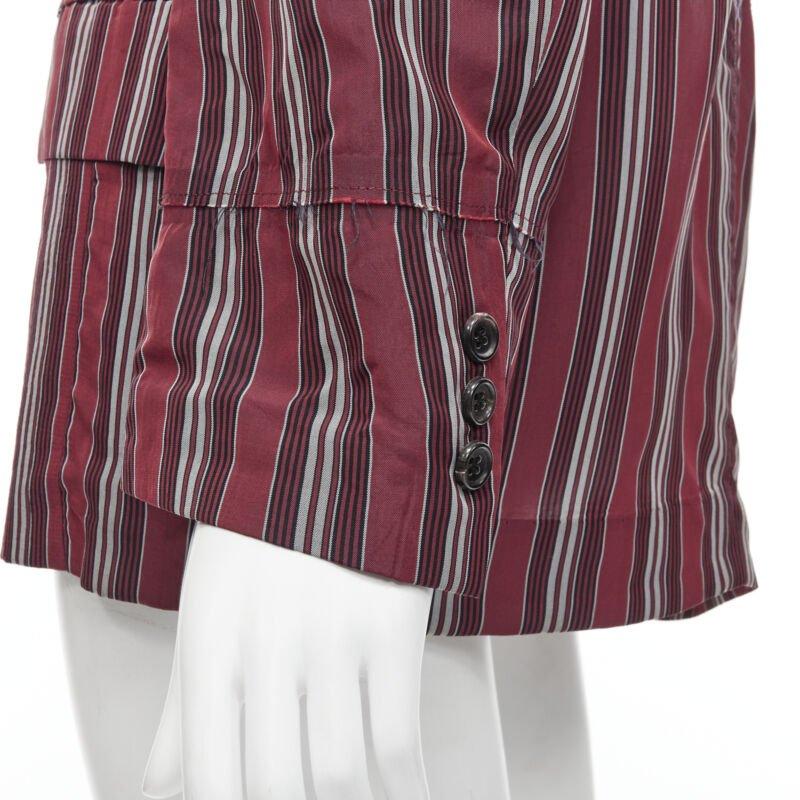 vintage COMME DS GARCONS 1991 green stripe deconstructed blazer jacket M For Sale 1
