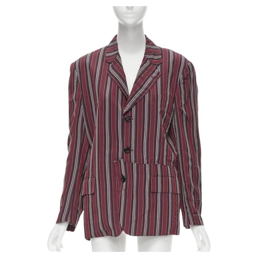 vintage COMME DS GARCONS 1991 green stripe deconstructed blazer jacket M For Sale