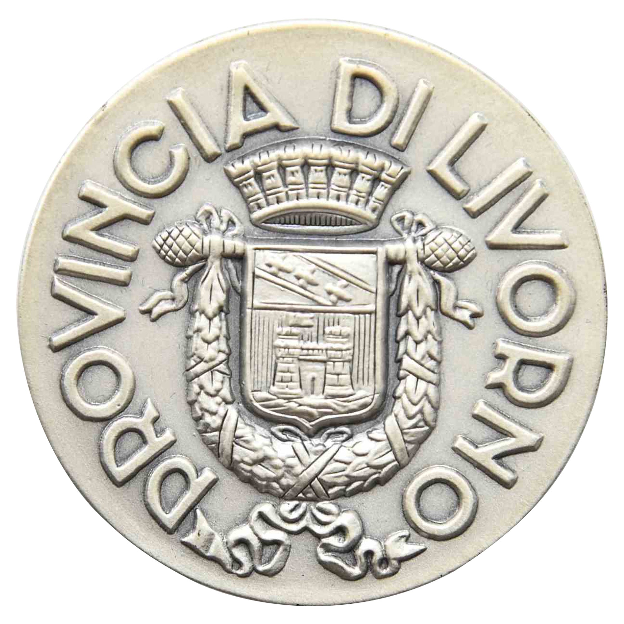 Vintage Commemorative Silver Medal City of Livorno, 1988