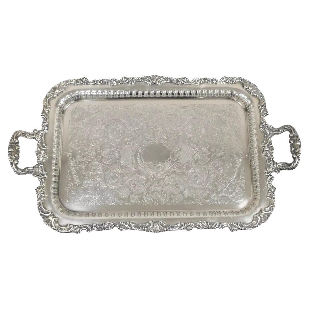 Vintage Community Ascot 0316-5 Bandeja con bandeja de servir de plata de galería perforada