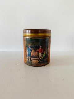 Vintage Comoy's of London Leather-Clad Ceramic Tobacco Humidor Made in Italy