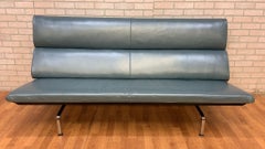 Vintage Compact Herman Miller Sofa Newly Upholstered in Metallic Teal Leather