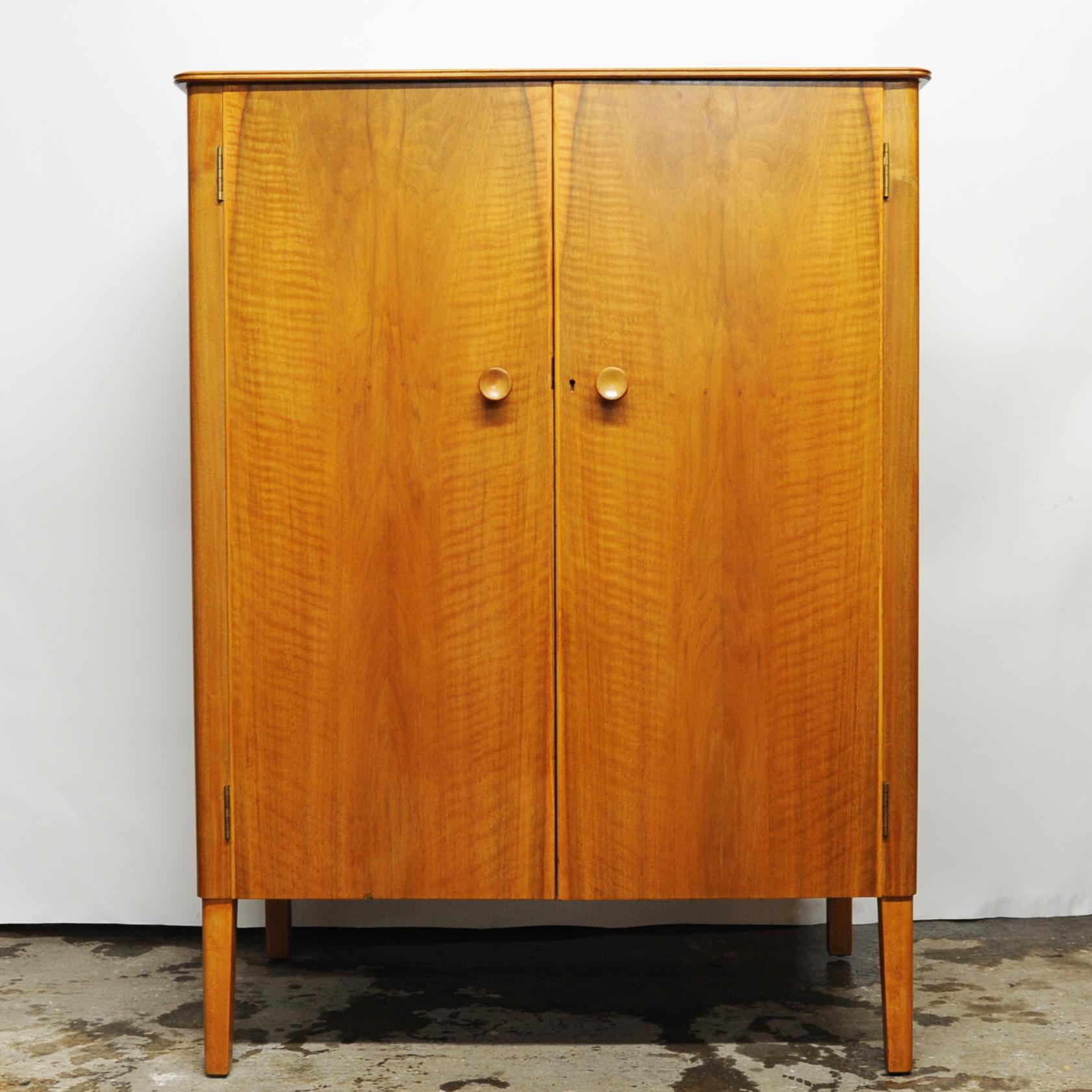 Mid-Century Modern Vintage Compact Walnut Wardrobe by Gordon Russell, 1960s For Sale
