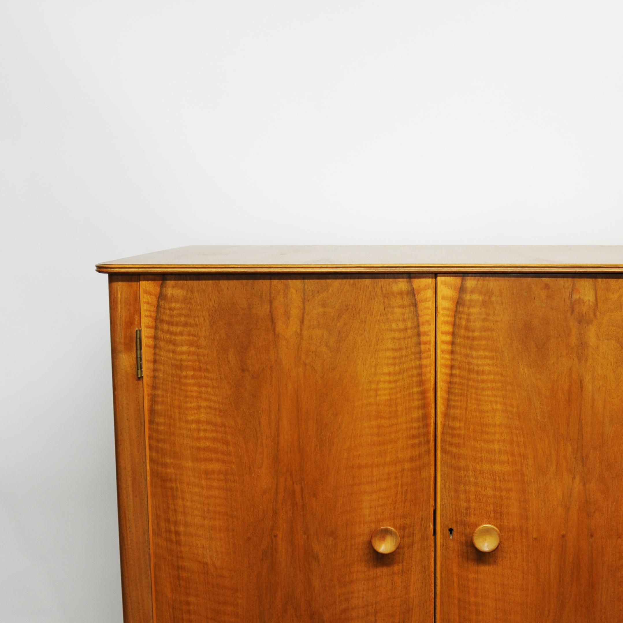 British Vintage Compact Walnut Wardrobe by Gordon Russell, 1960s For Sale
