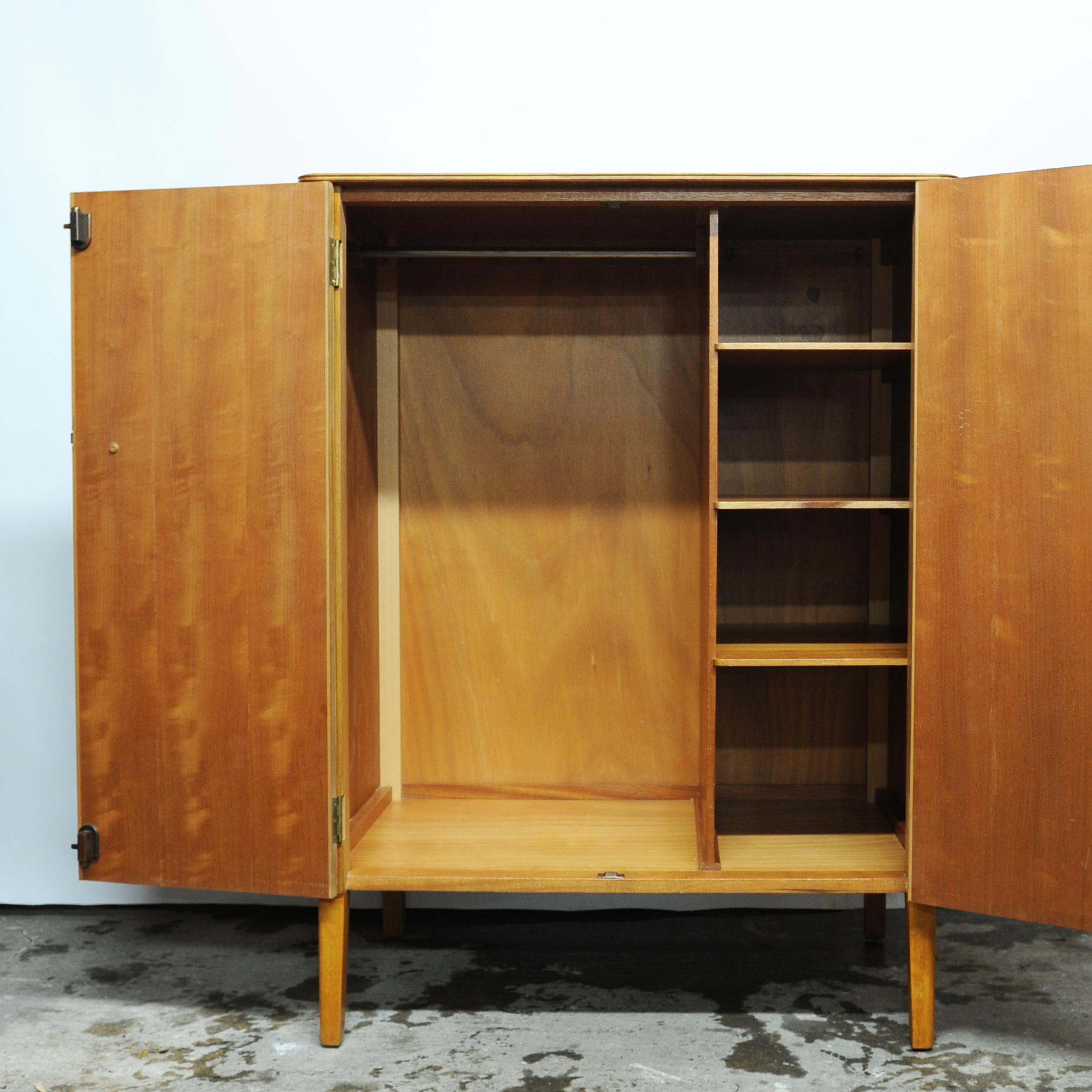Mid-20th Century Vintage Compact Walnut Wardrobe by Gordon Russell, 1960s For Sale