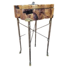 Vintage Compartment Table with Ram's Head Knob & Hoofed Feet