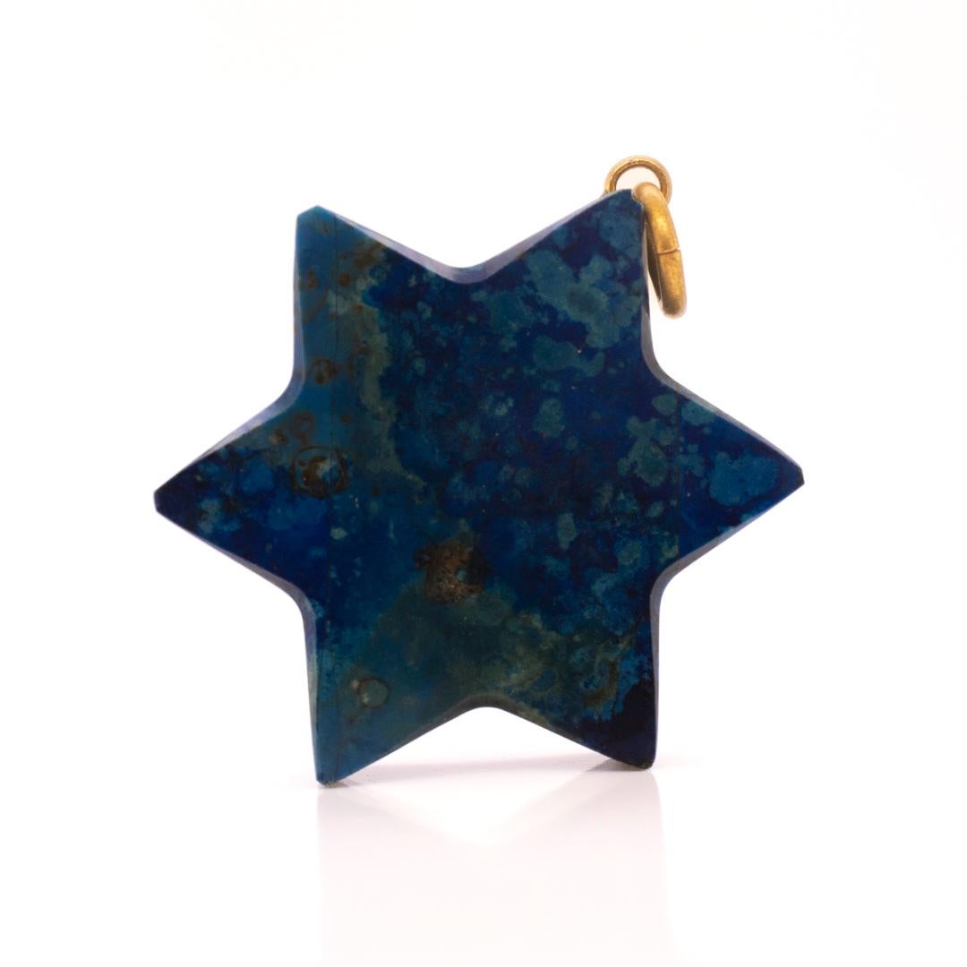 Vintage Compass & Blue Hardstone Six-Sided Star Pendant or Charm for a Bracelet In Good Condition In Philadelphia, PA