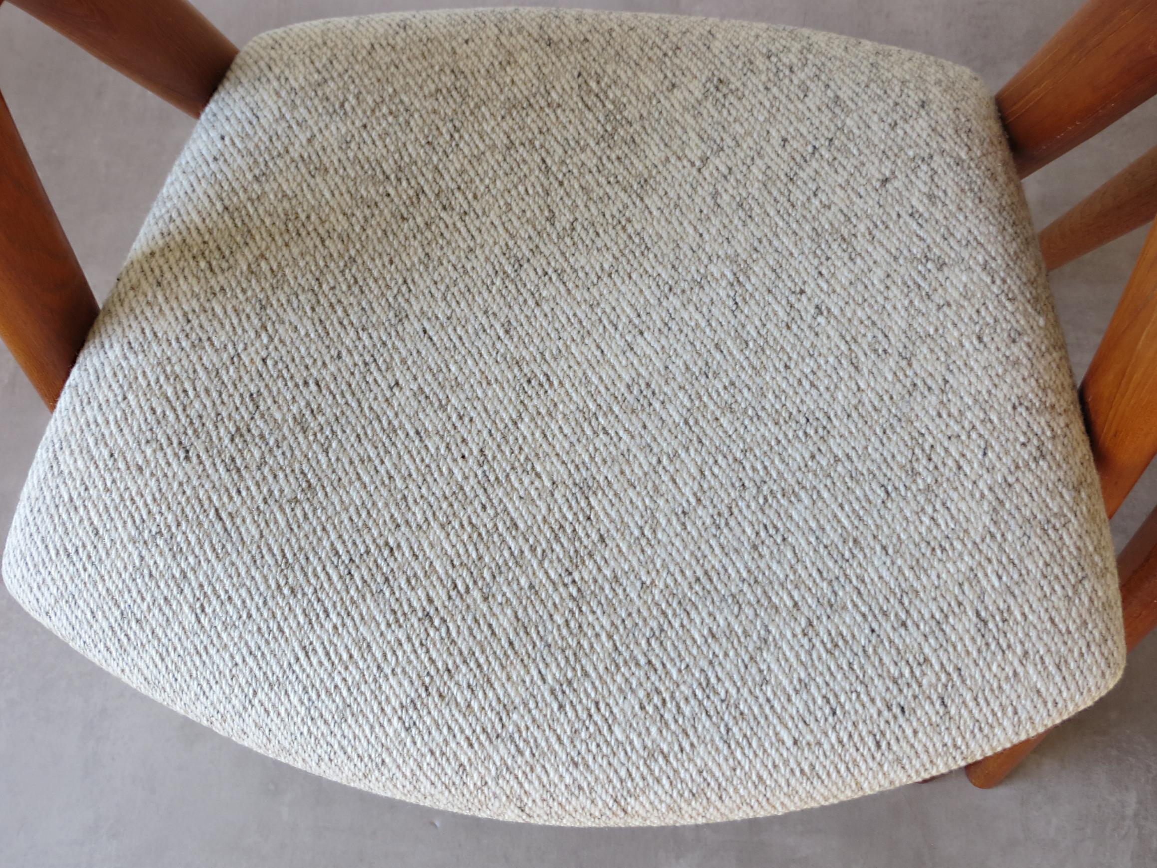 Vintage Compass Chair by Kai Kristiansen in Solid Teak and Wool, Denmark, 1950s 3
