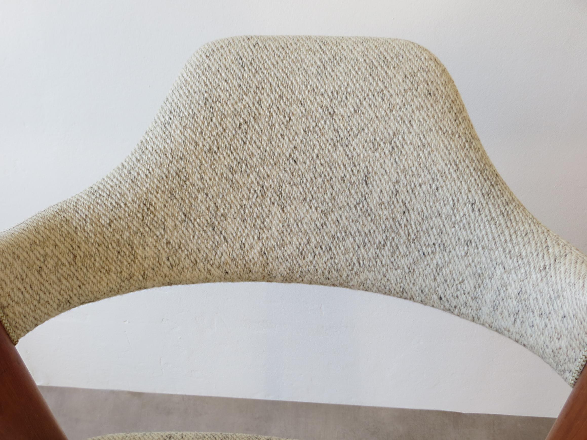 Vintage Compass Chair by Kai Kristiansen in Solid Teak and Wool, Denmark, 1950s 4