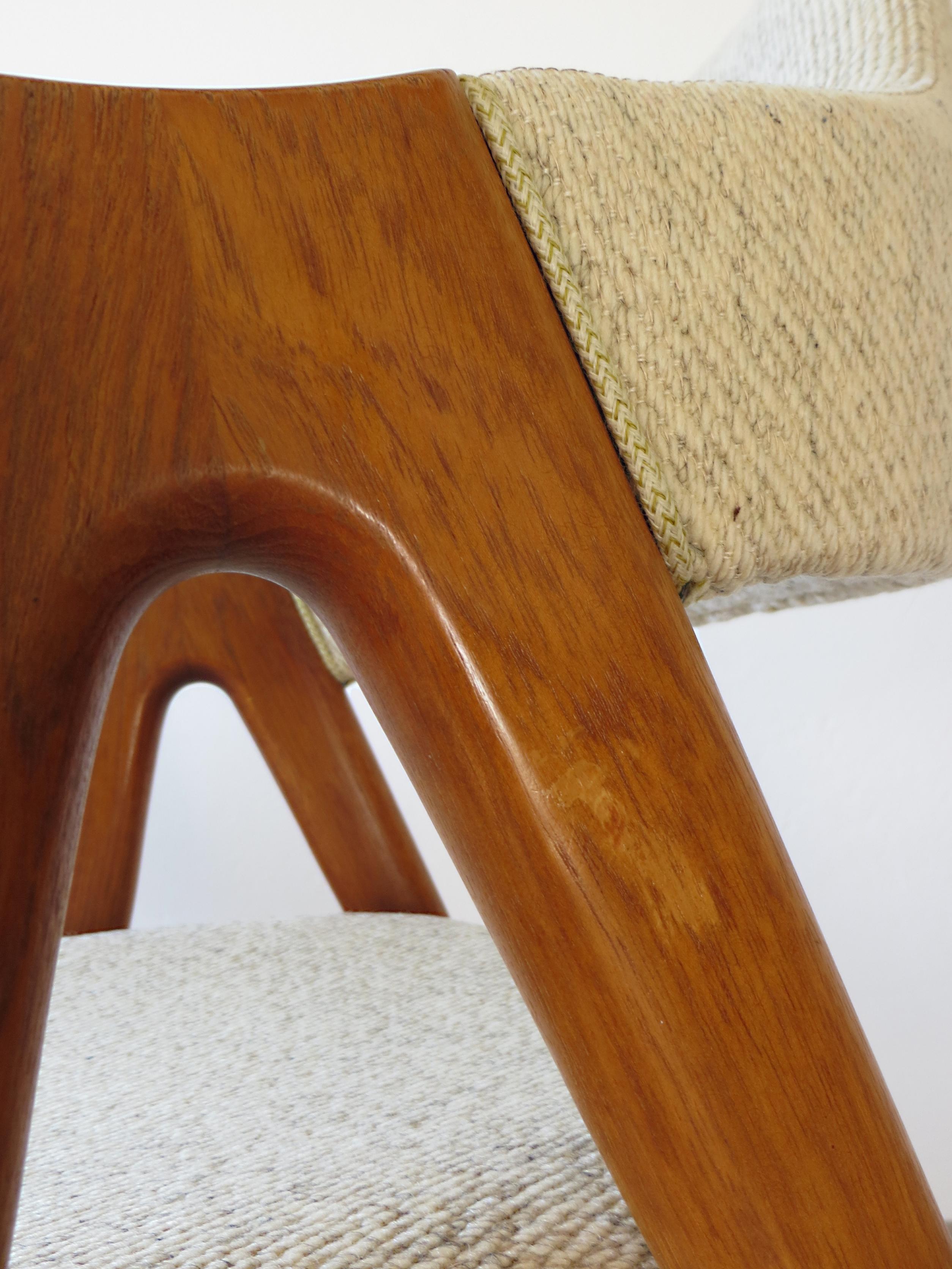 Vintage Compass Chair by Kai Kristiansen in Solid Teak and Wool, Denmark, 1950s 8