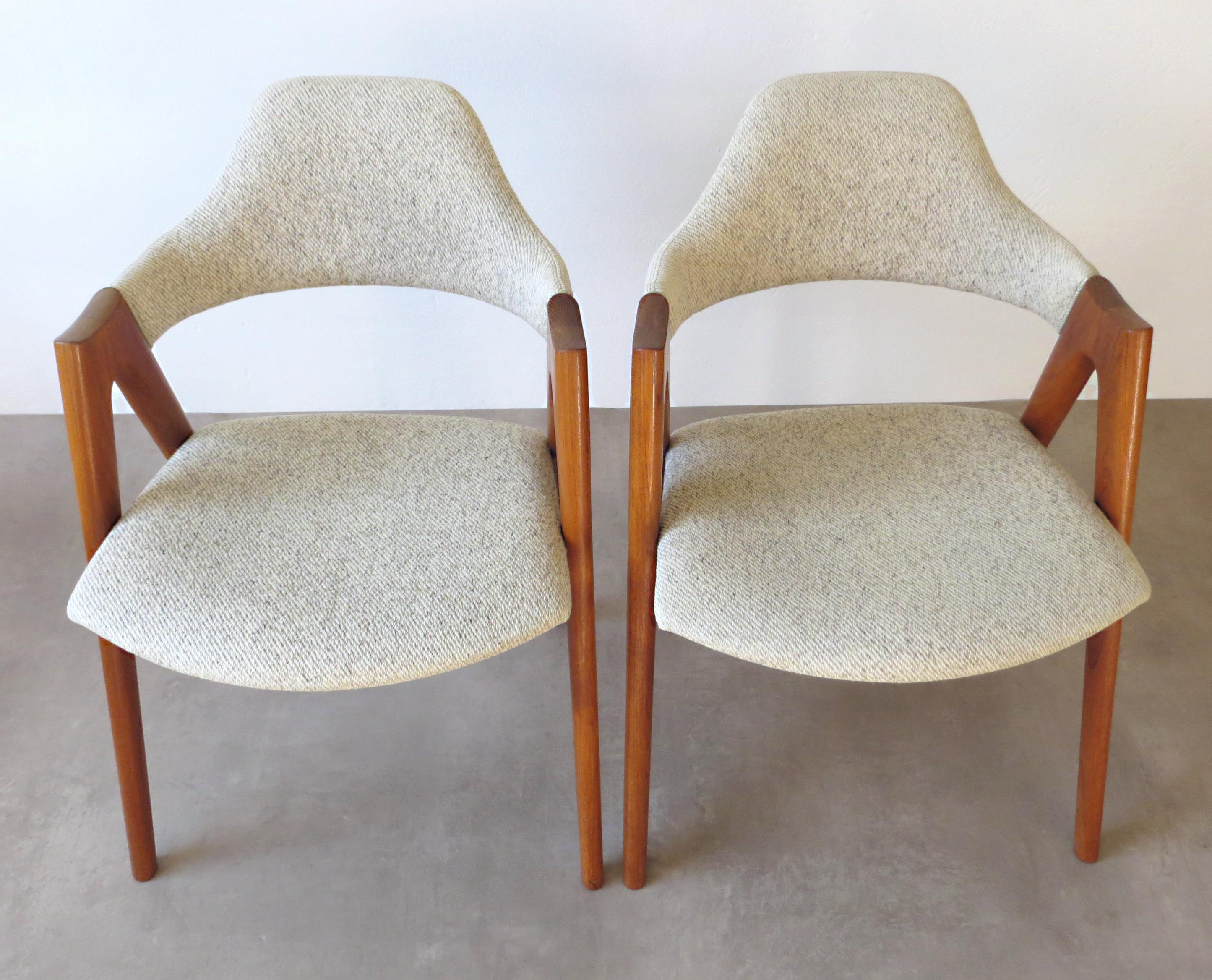20th Century Vintage Compass Chair by Kai Kristiansen in Solid Teak and Wool, Denmark, 1950s