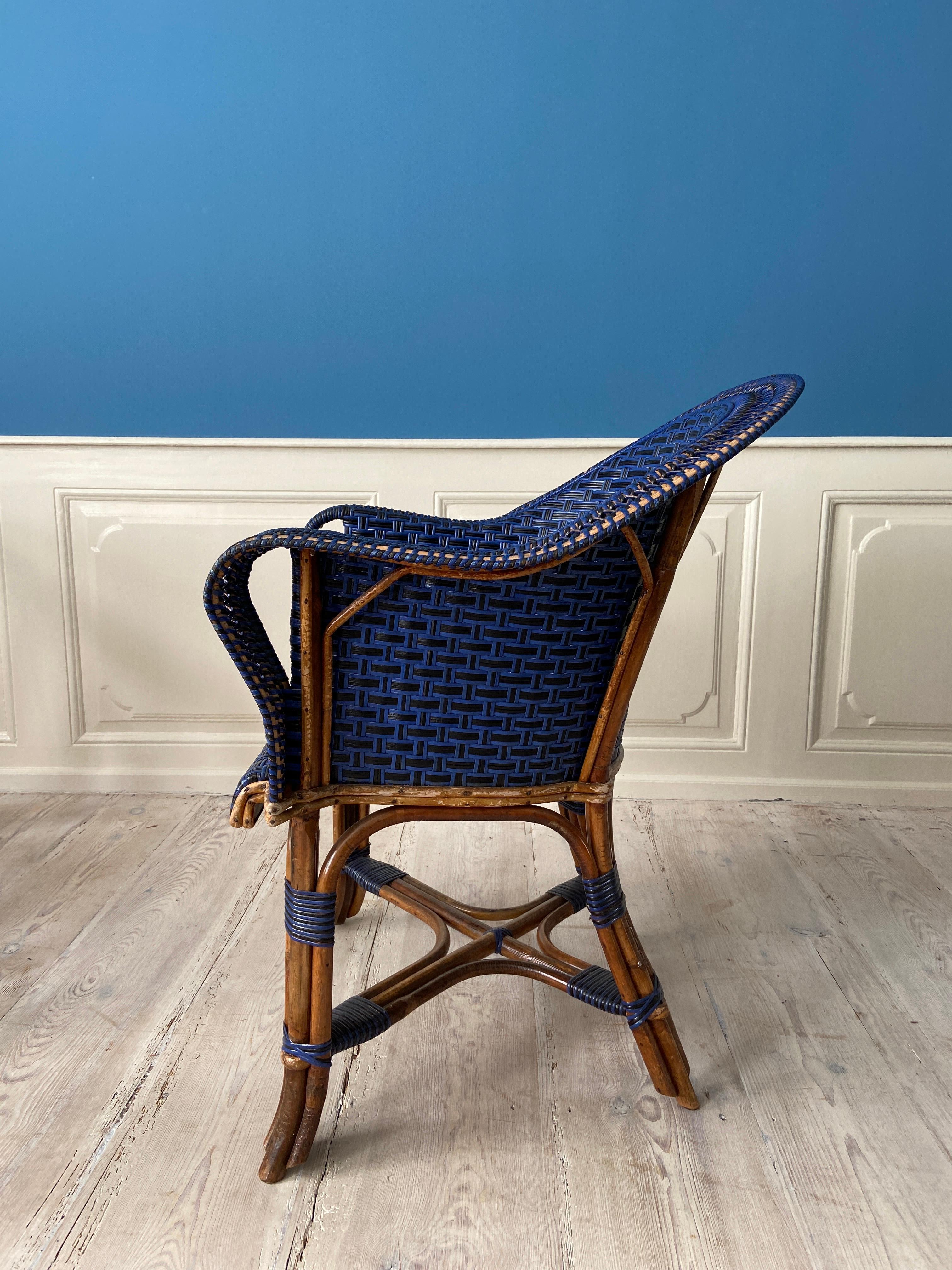 Ensemble complet de meubles en rotin vintage noir et bleu, France, 20e siècle en vente 5
