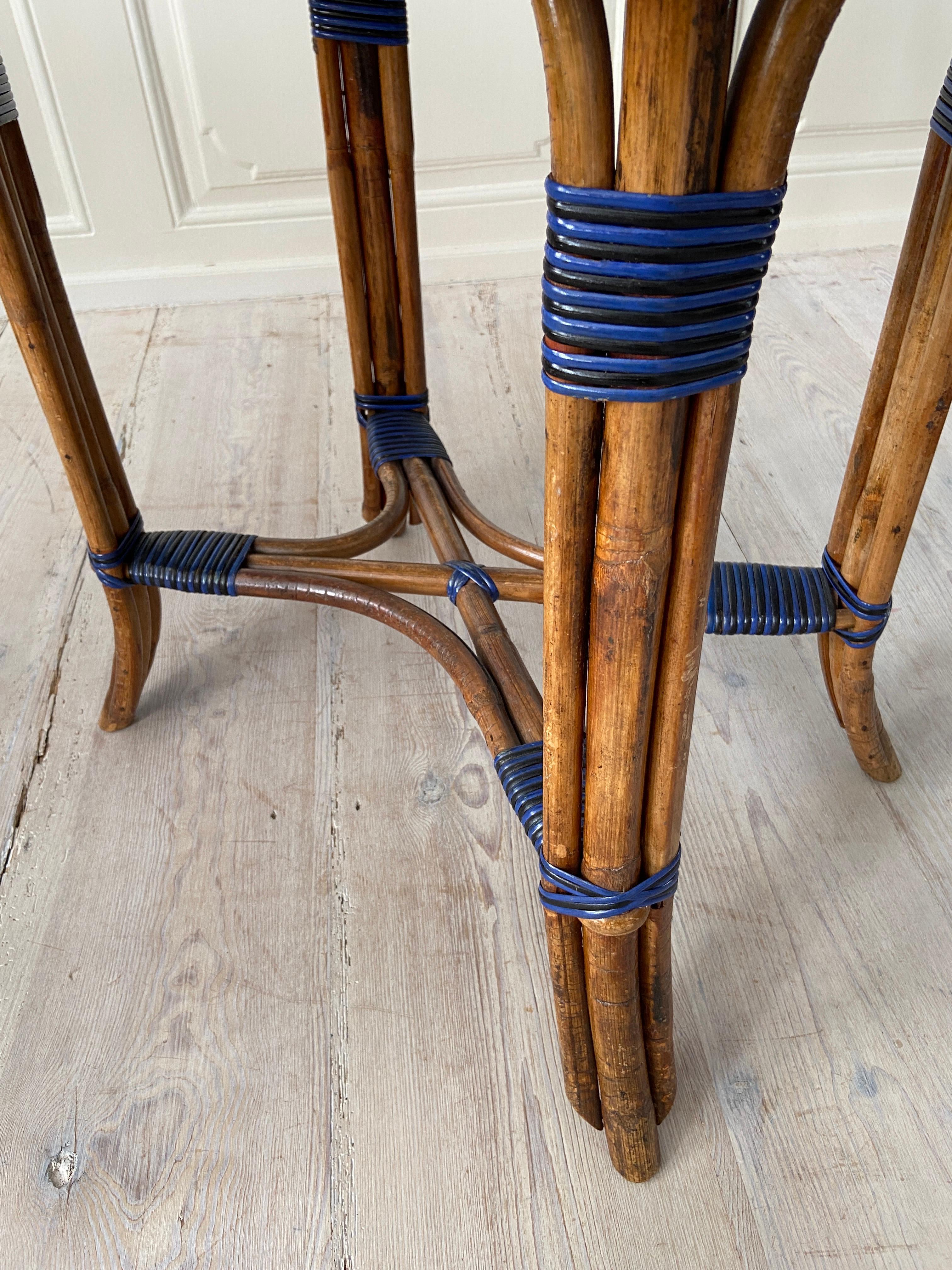 Ensemble complet de meubles en rotin vintage noir et bleu, France, 20e siècle en vente 1