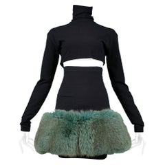 Vintage Complice Black Knit & Green Mink Ensemble 1991