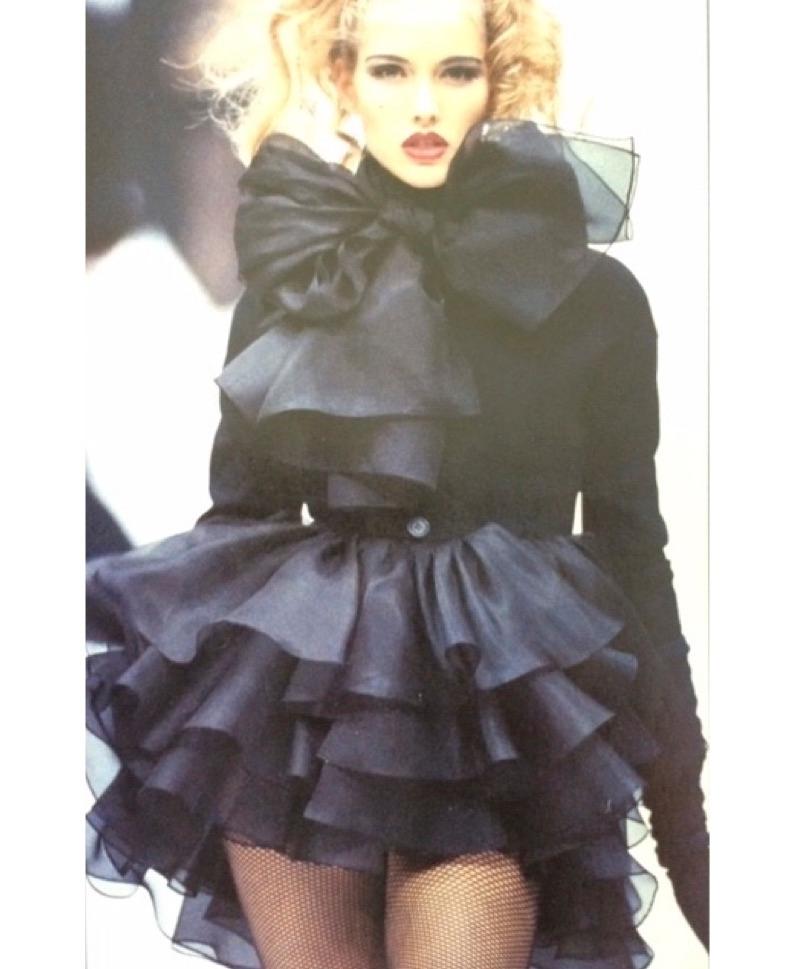 Vintage Complice Black Organza Three Tier Mini Skirt 1991 In Excellent Condition In Los Angeles, CA