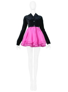 Vintage Complice Black Velvet Pink Pouf Evening Jacket 1991