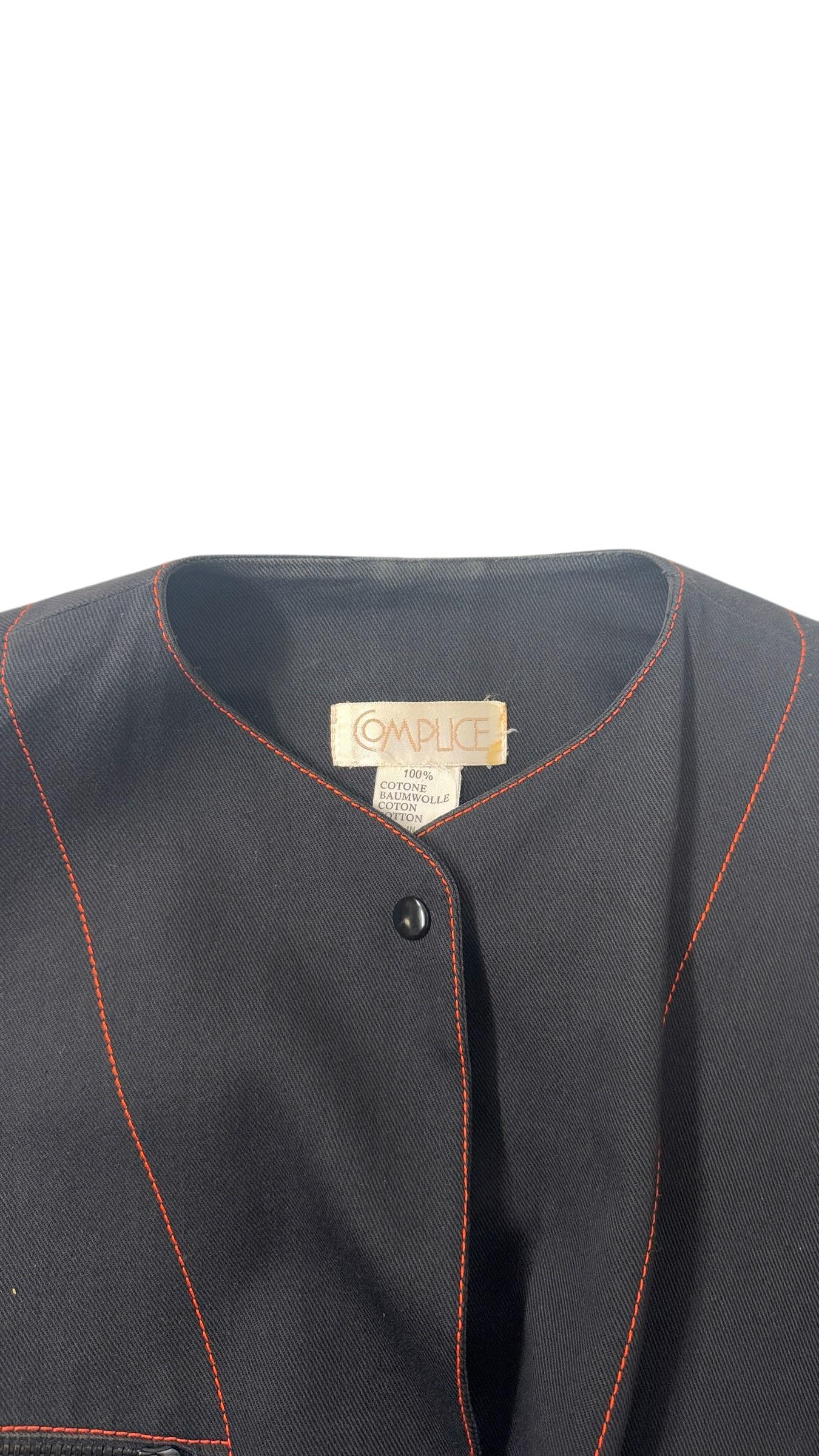 Vintage Complice by Genny Two-Piece Black and Orange Cotton & Leather Set in vendita 8