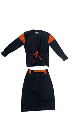 Vintage Complice by Genny Zweiteiliges Set aus Baumwolle und Leder in Schwarz und Orange