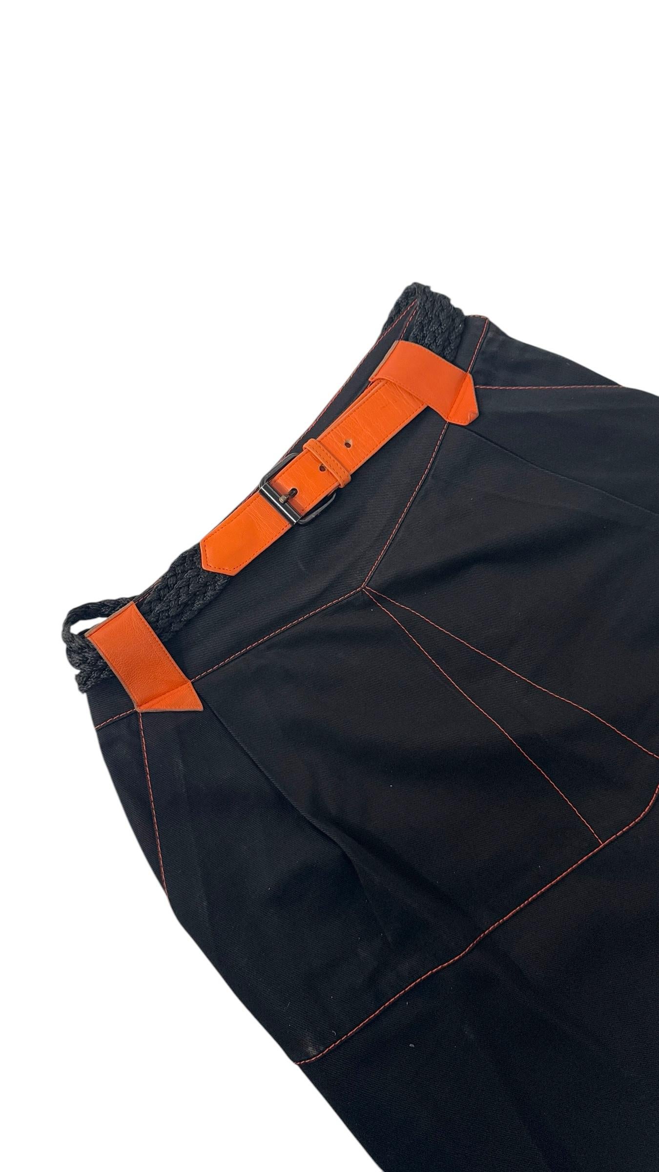 Vintage Complice by Genny Two-Piece Black and Orange Cotton & Leather Set in vendita 1