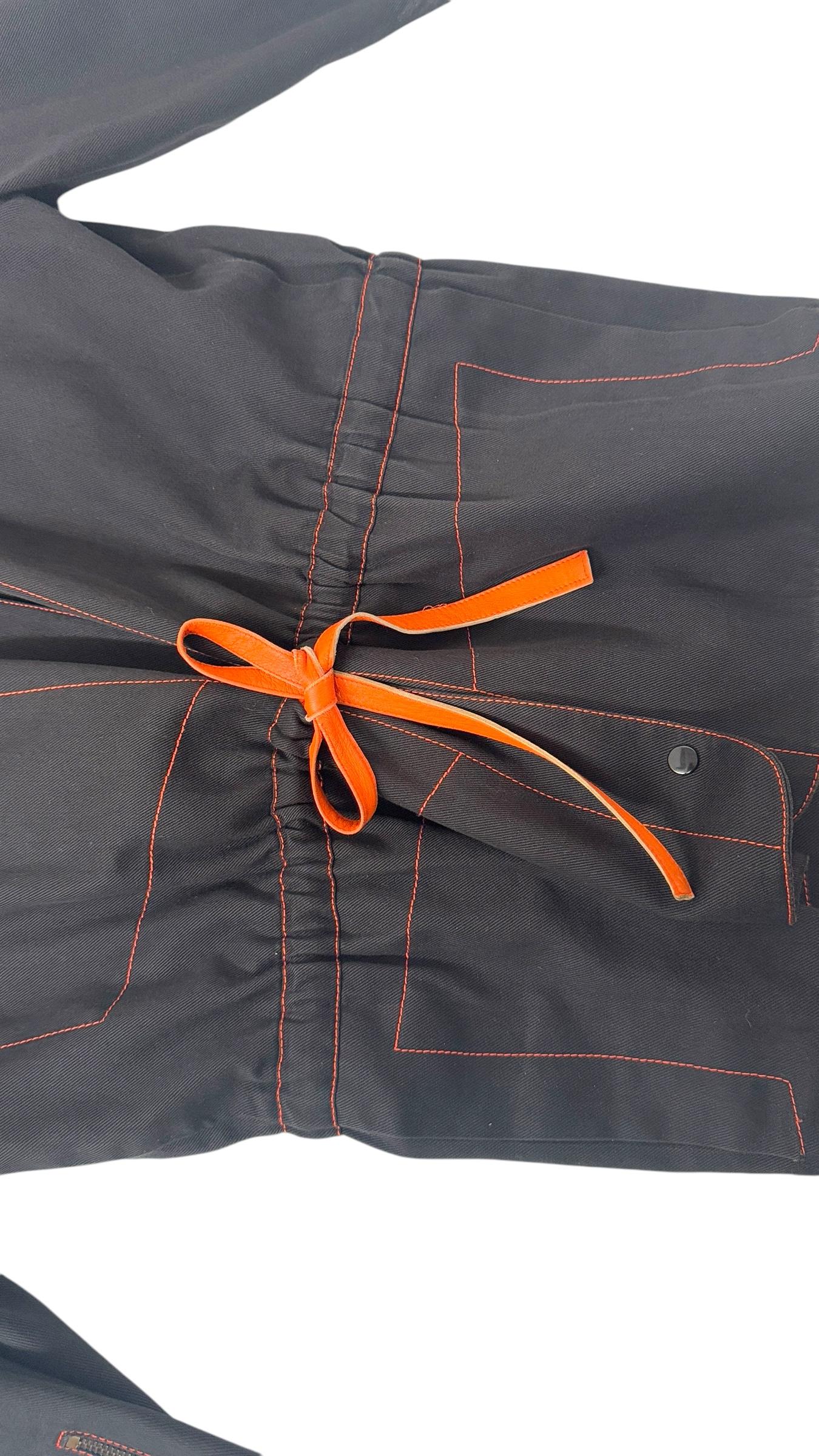 Vintage Complice by Genny Two-Piece Black and Orange Cotton & Leather Set in vendita 5