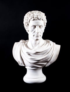 Vintage Composite Marble Bust Lucius Junius Brutus on Pedestal 20th C