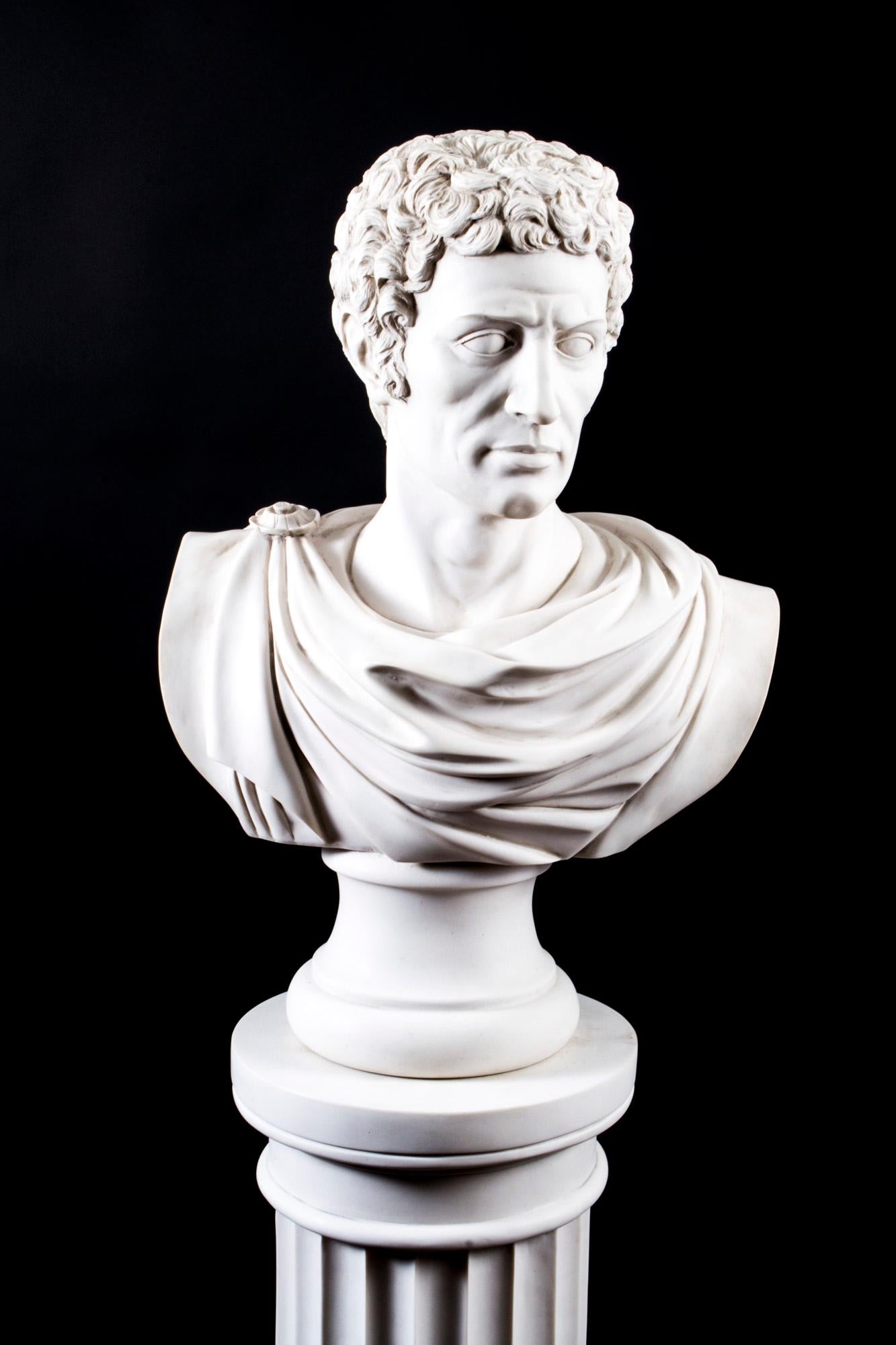 Vintage Composite Marble Bust Lucius Junius Brutus on Pedestal 20th C In Good Condition In London, GB