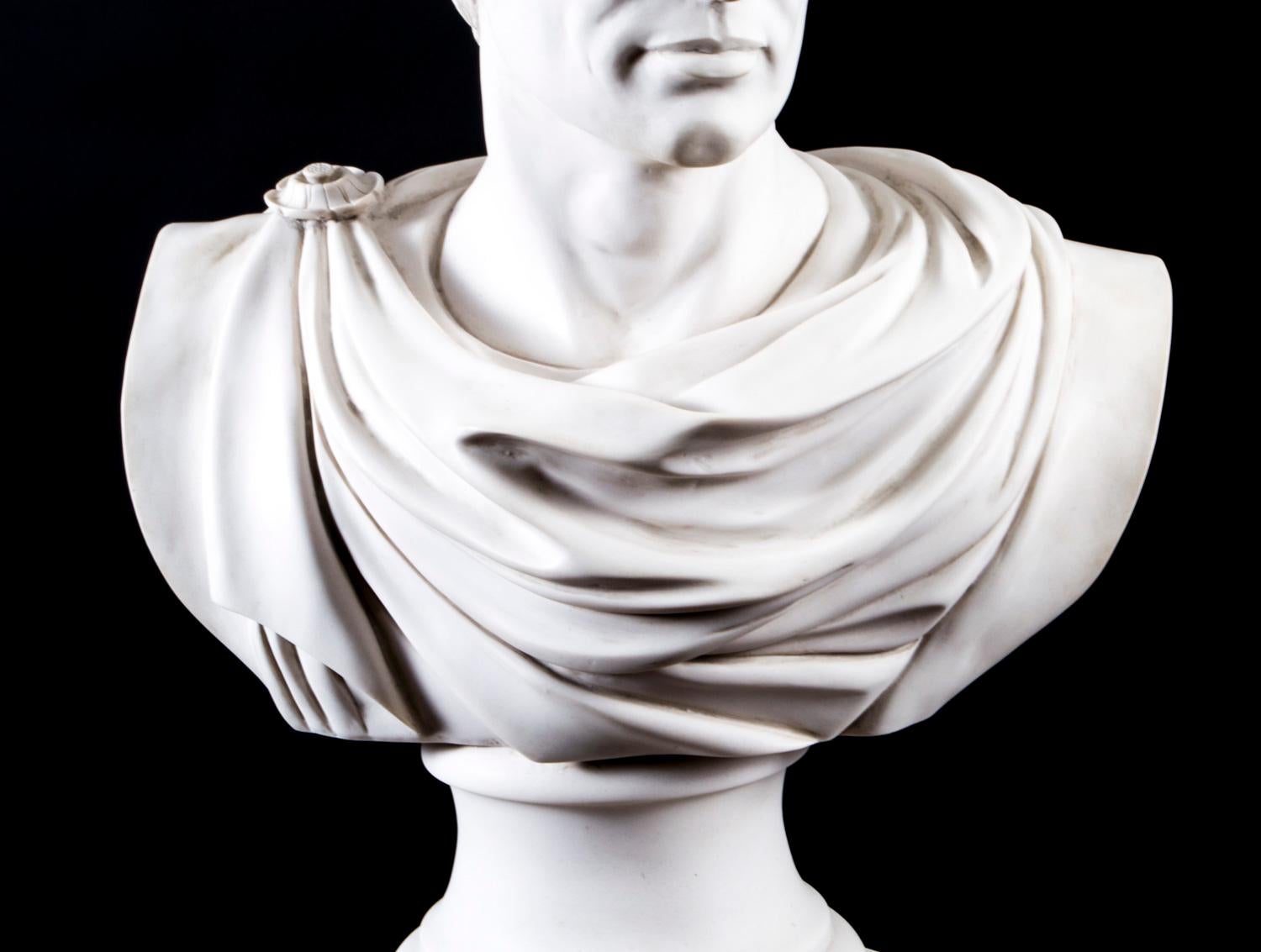 Vintage Composite Marble Bust Lucius Junius Brutus on Pedestal 20th C 1