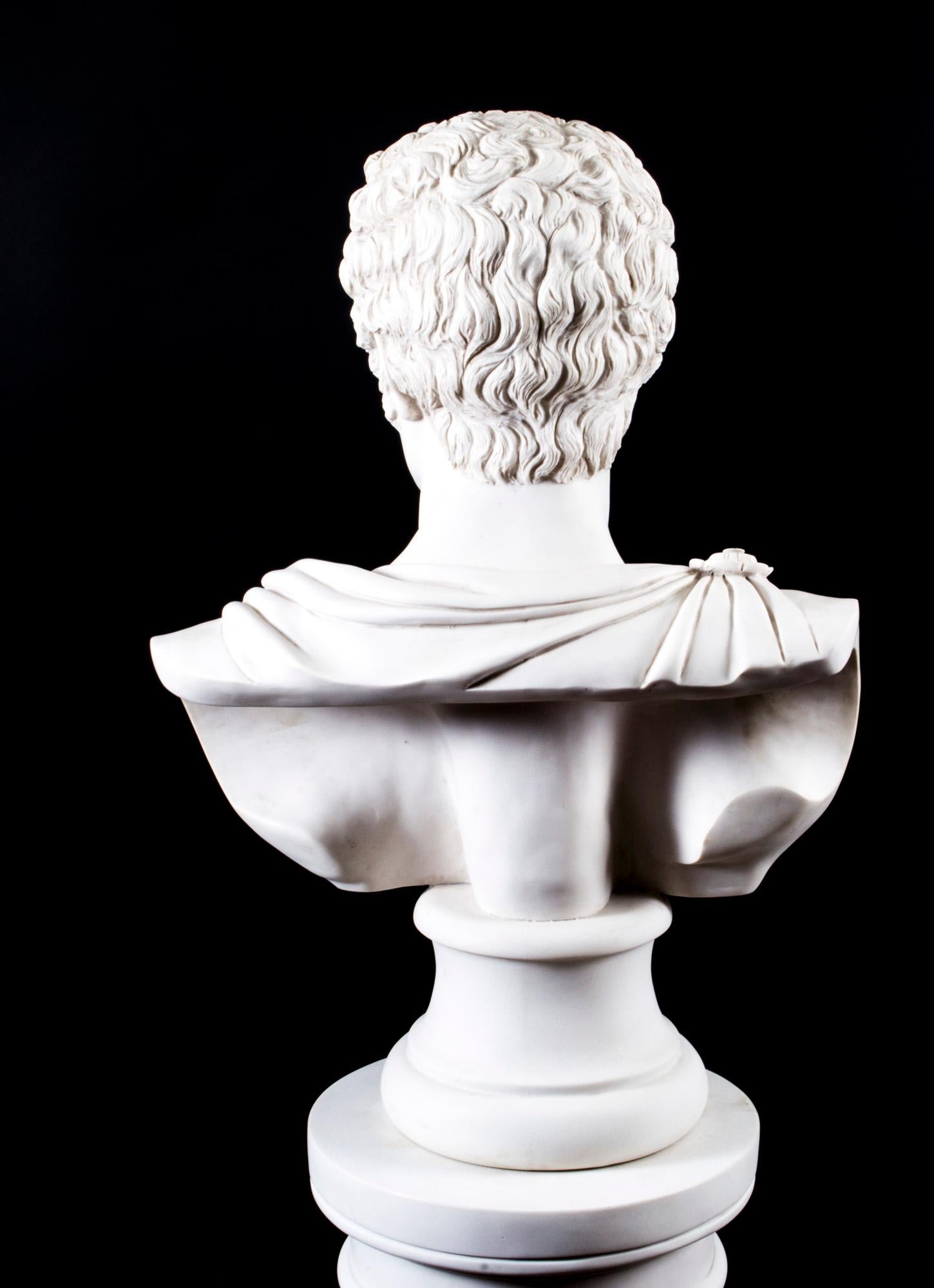 Vintage Composite Marble Bust Lucius Junius Brutus on Pedestal 20th C 4