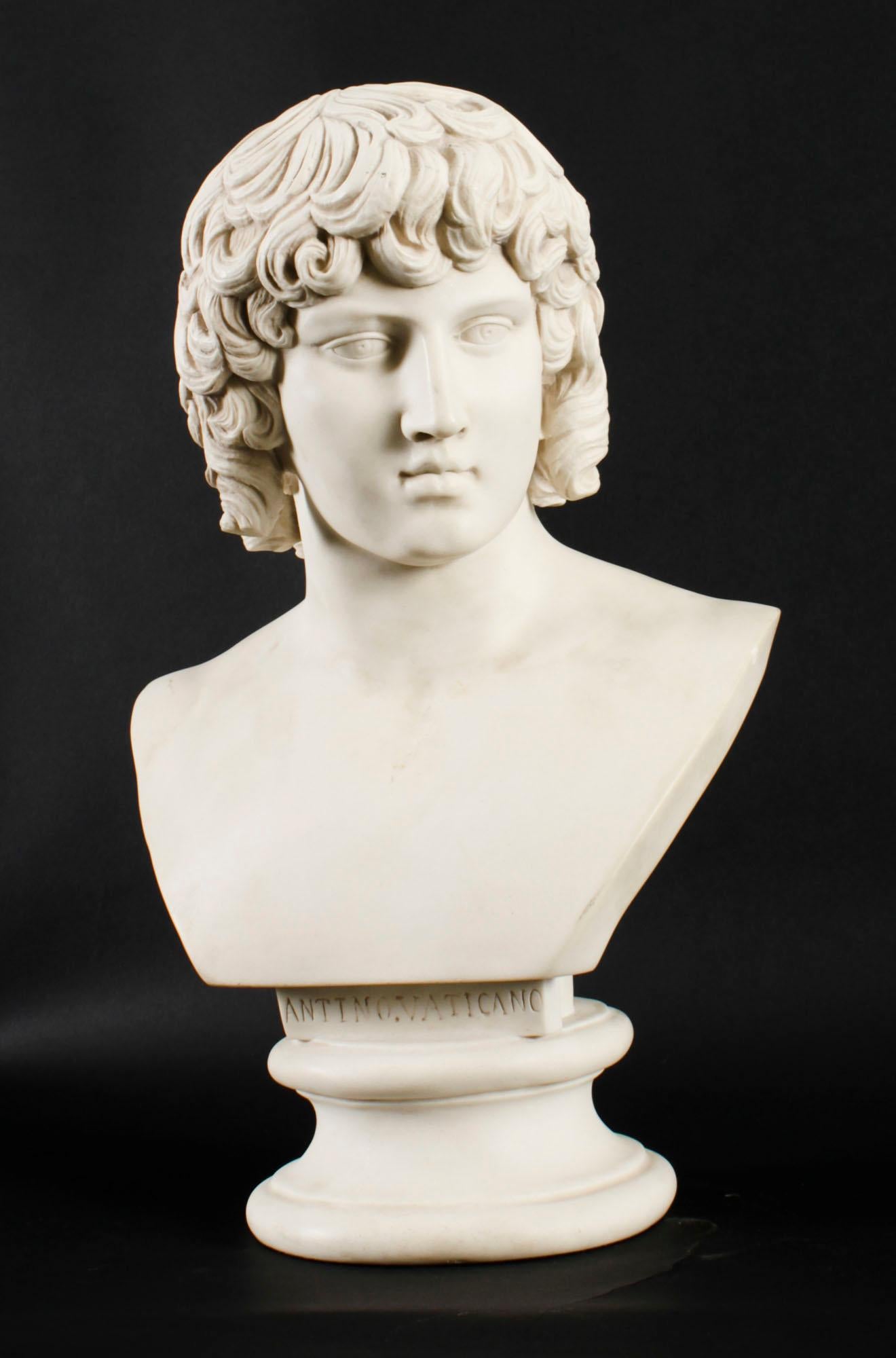 Vintage Composite Marble Bust of Antinous Farnese 20th Century 9