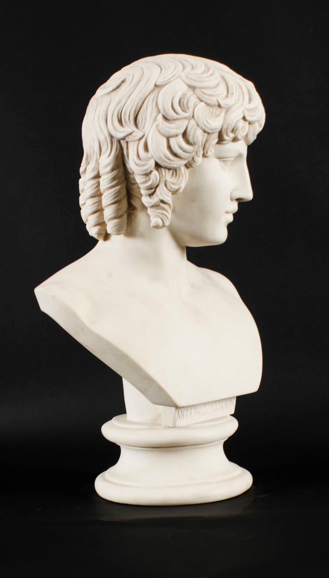 Vintage Composite Marble Bust of Antinous Farnese 20th Century 2