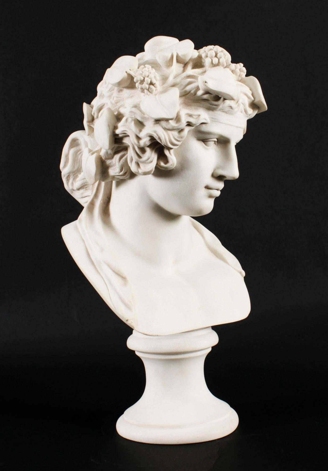 Vintage Composite Marble Bust of Roman God Bacchus 20th Century 8