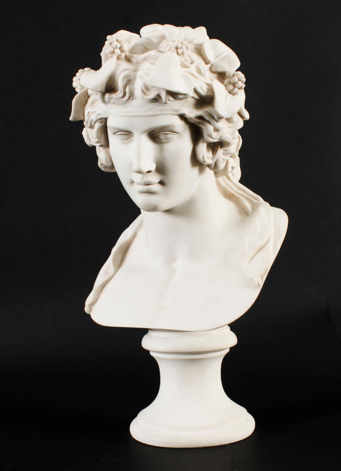 Vintage Composite Marble Bust of Roman God Bacchus 20th Century 9
