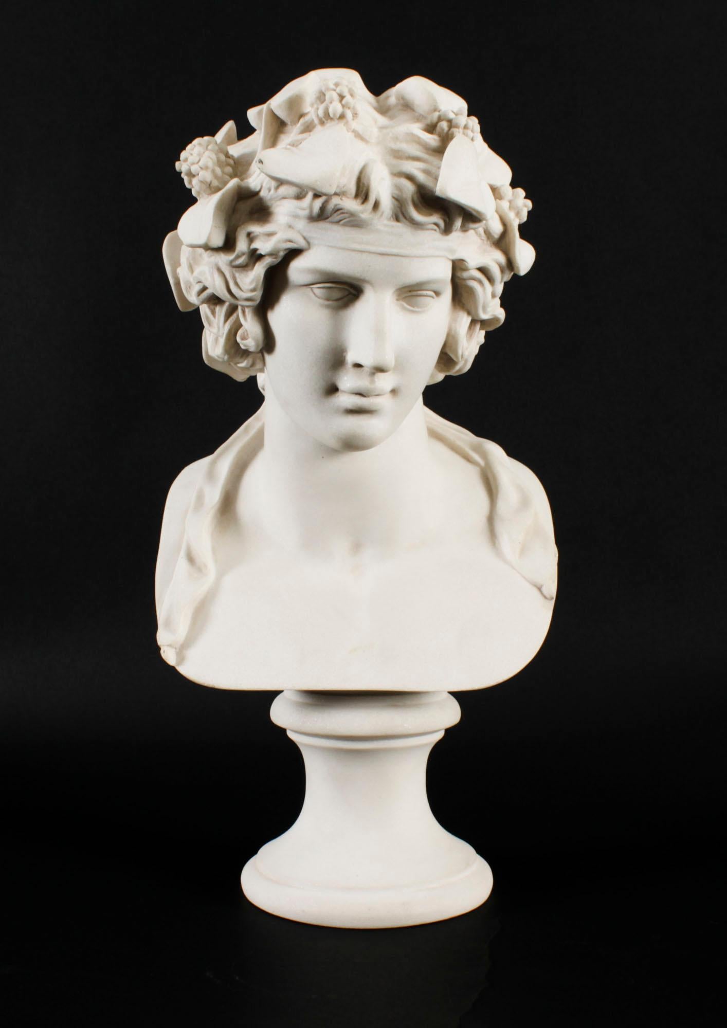 Vintage Composite Marble Bust of Roman God Bacchus 20th Century 14
