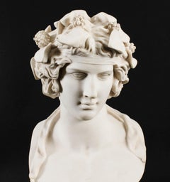 Busto antiguo de mármol compuesto del dios romano Baco Siglo XX