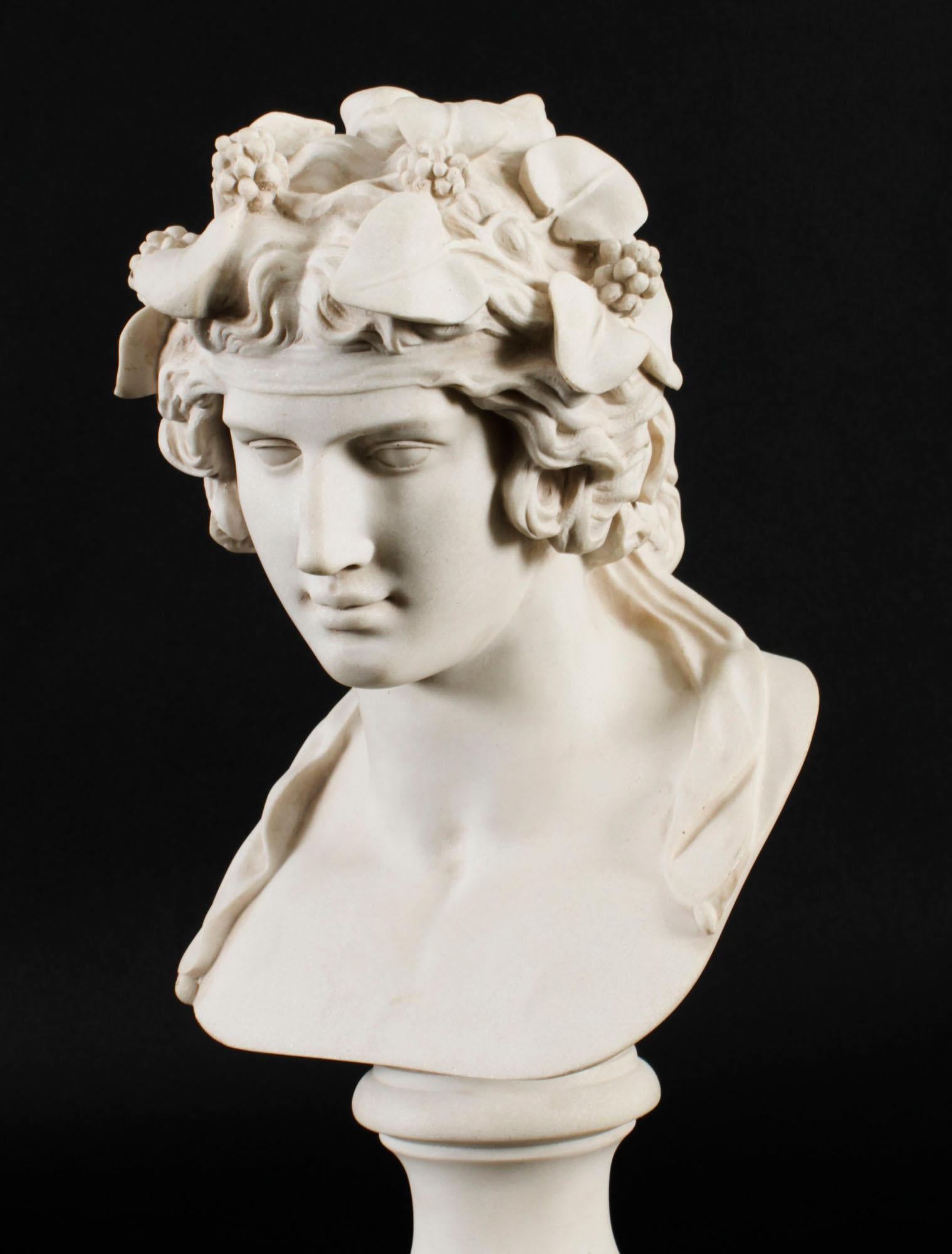 Vintage Composite Marble Bust of Roman God Bacchus 20th Century 1