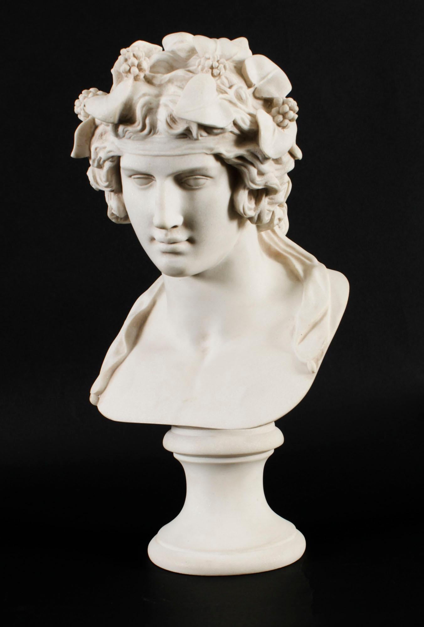 Vintage Composite Marble Bust of Roman God Bacchus 20th Century 2